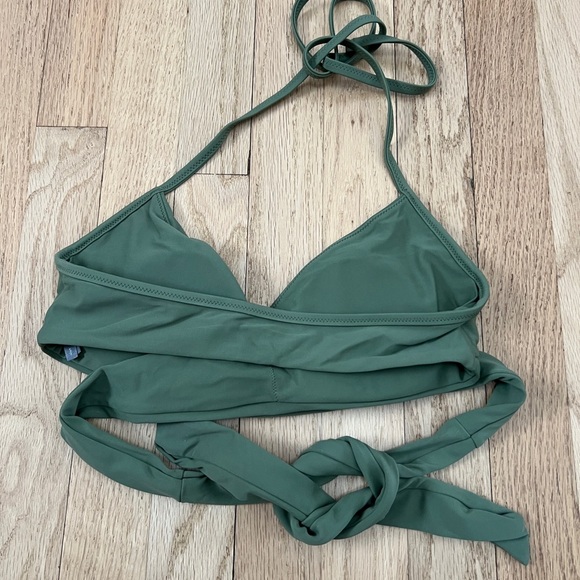 Aerie Wrap Halter Bikini Top Sage Green Size S - Picture 9 of 10